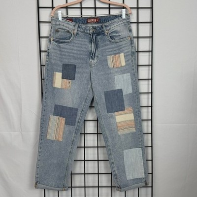 Lucky Brand Lucky Legend Boy Mid Rise Relaxed Straight Patchwork Jeans 8/29 R