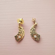 Gold-Toned Crescent Star Earrings  Unbranded