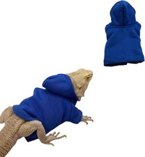 Lizards Clothes for Bearded Dragon Cotton Hoodies Leopard Gecko Costume, Blue