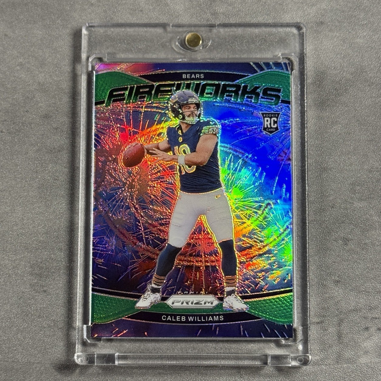 Caleb Williams 2024 Panini Prizm - Fireworks #25 Green Prizm (RC) Rookie