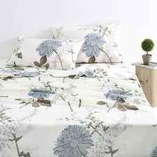 Floral Bed Sheets, 100 Cotton, 4-Piece Sheet Set, Vintage Flower Botanical