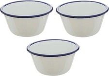 White Falcon Enamel Blue Rim Pudding Basin Serving Dip Dishes Souffle 10cm 300ml