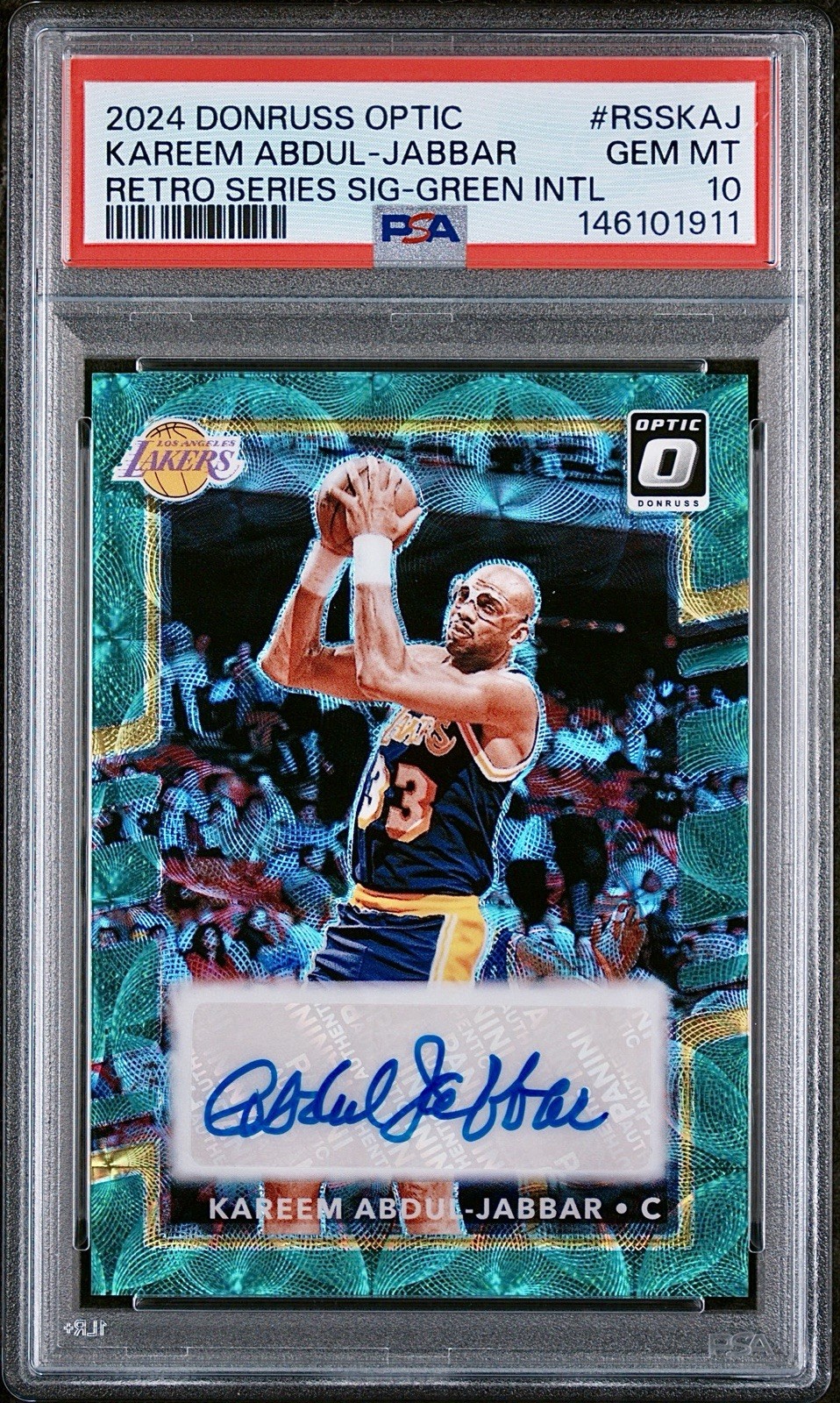 2024 Optic Kareem Abdul-Jabbar Retro Series Auto Green Intl. /25 PSA 10 - POP 1!
