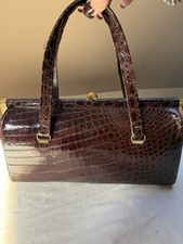 Vintage Brown Alligator Leather 1960s Handbag