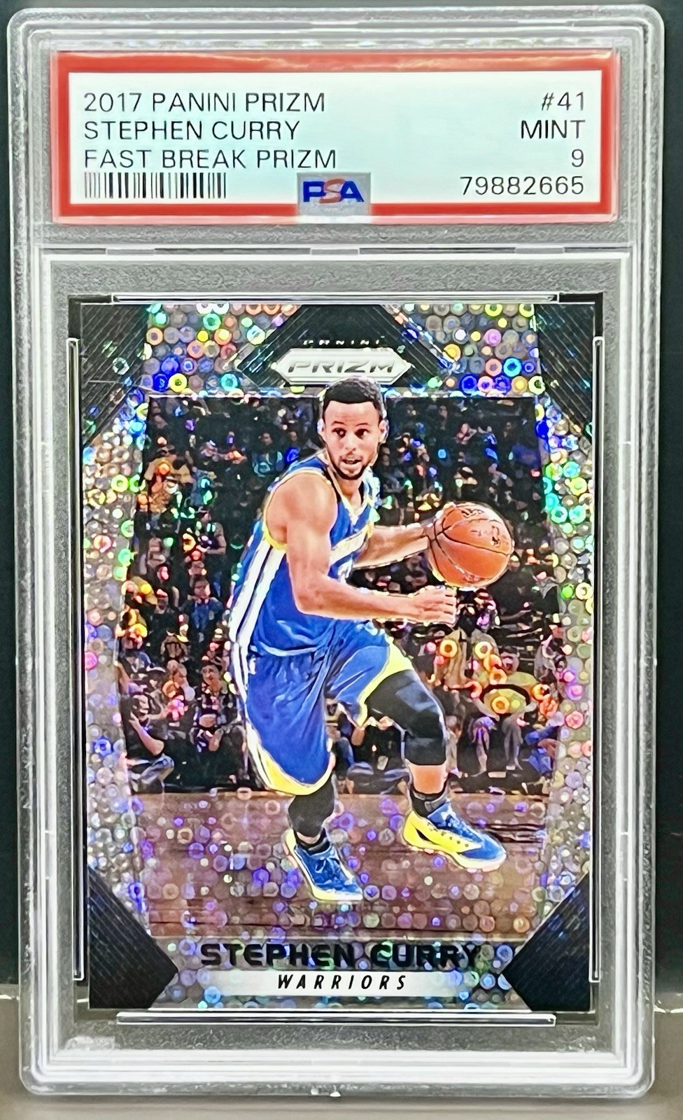 2017-18 Panini Prizm Stephen Curry #41 Fast Break Prizm PSA 9 Warriors SP