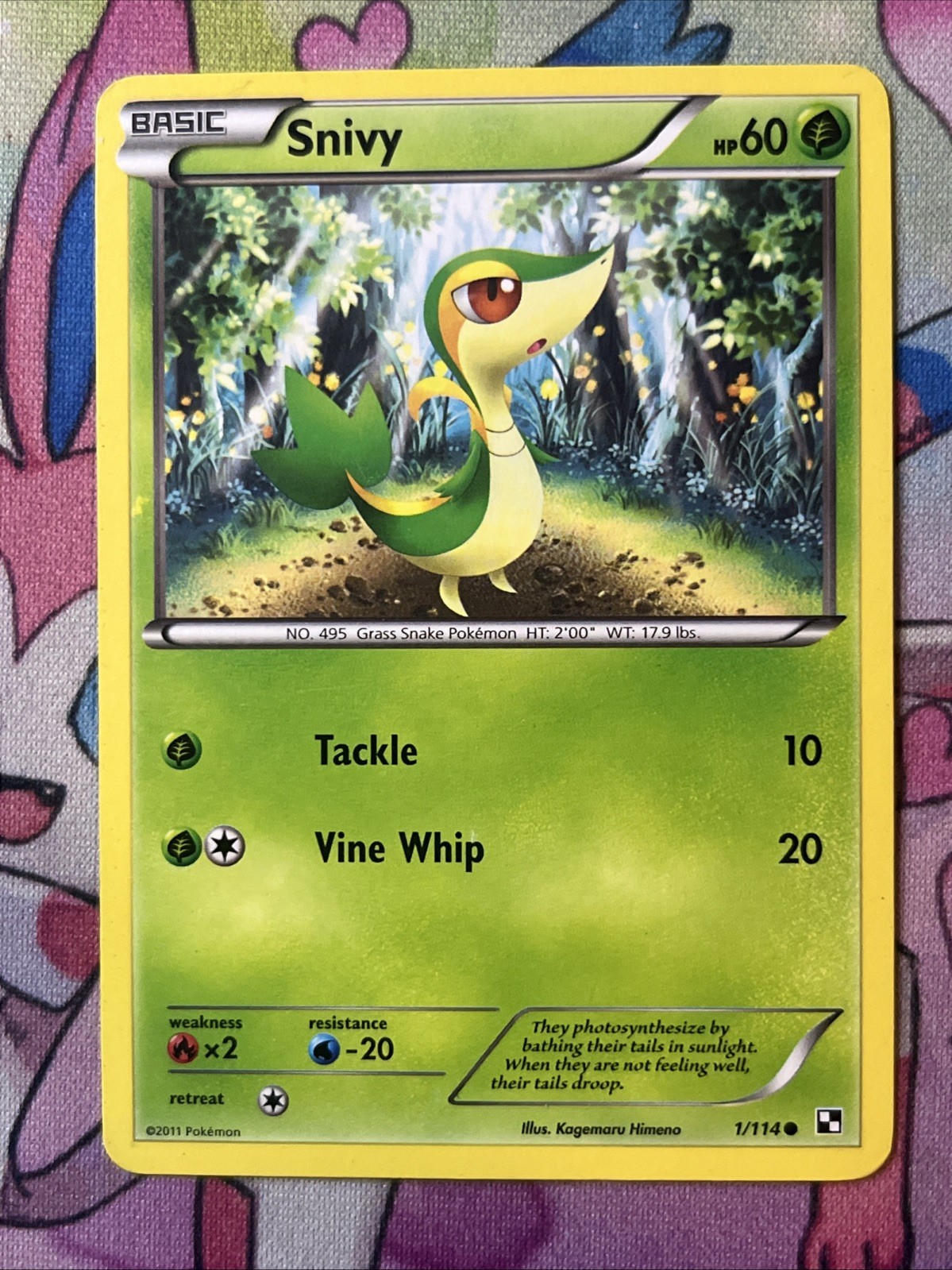 Snivy 1/114 Common Black & White Base Pokemon Card 2011 LP