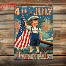 2D Vintage Metal Sign 4Th of July Patriotic Wall Art Independence Day Home Decor