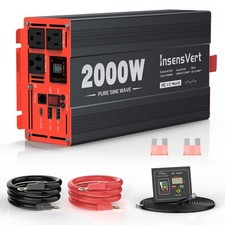 2000 Watt Pure Sine Wave Power Inverter DC 12V to 120V AC, with 2 AC,18W USB,...