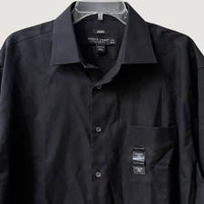 Pronto Uomo Modern Fit Button Down Dress Shirt Mens 17 1/2 Black Cotton NWT