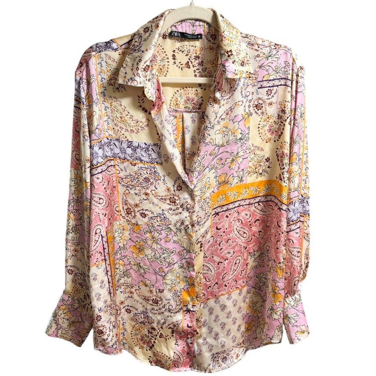 ZARA Bohemian Patchwork Oversized Button Front Sa… - image 9