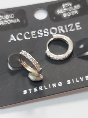 925 Sterling Silber Zirkonia Mini Creolen Accessoire Party Hochzeit 