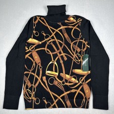 *FLAW* NWT Lauren Ralph Lauren Horse Bit Equestrian Turtle Neck Sweater Large