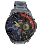 SEIKO Solar Wristwatch Analog BLK SLV V175 0AE0