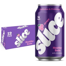 Healthy Soda, Grape, Prebiotic & Probiotic Soda Pop, 5G Fiber, 40 Calories, 12 F