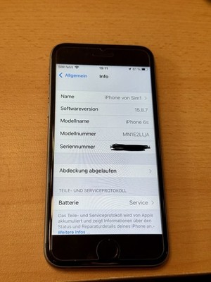 iPhone 6s 32Gb Space Grey MN1E2LL/A Akku defekt