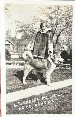 Klondike Of Nome, Alaska RPPC Real Photo Postcard Woman & Husky Dog