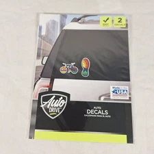 Auto Drive 2pc Auto Decals Sunset Bicycle Mountain Boot Print, Easy Install, NEW