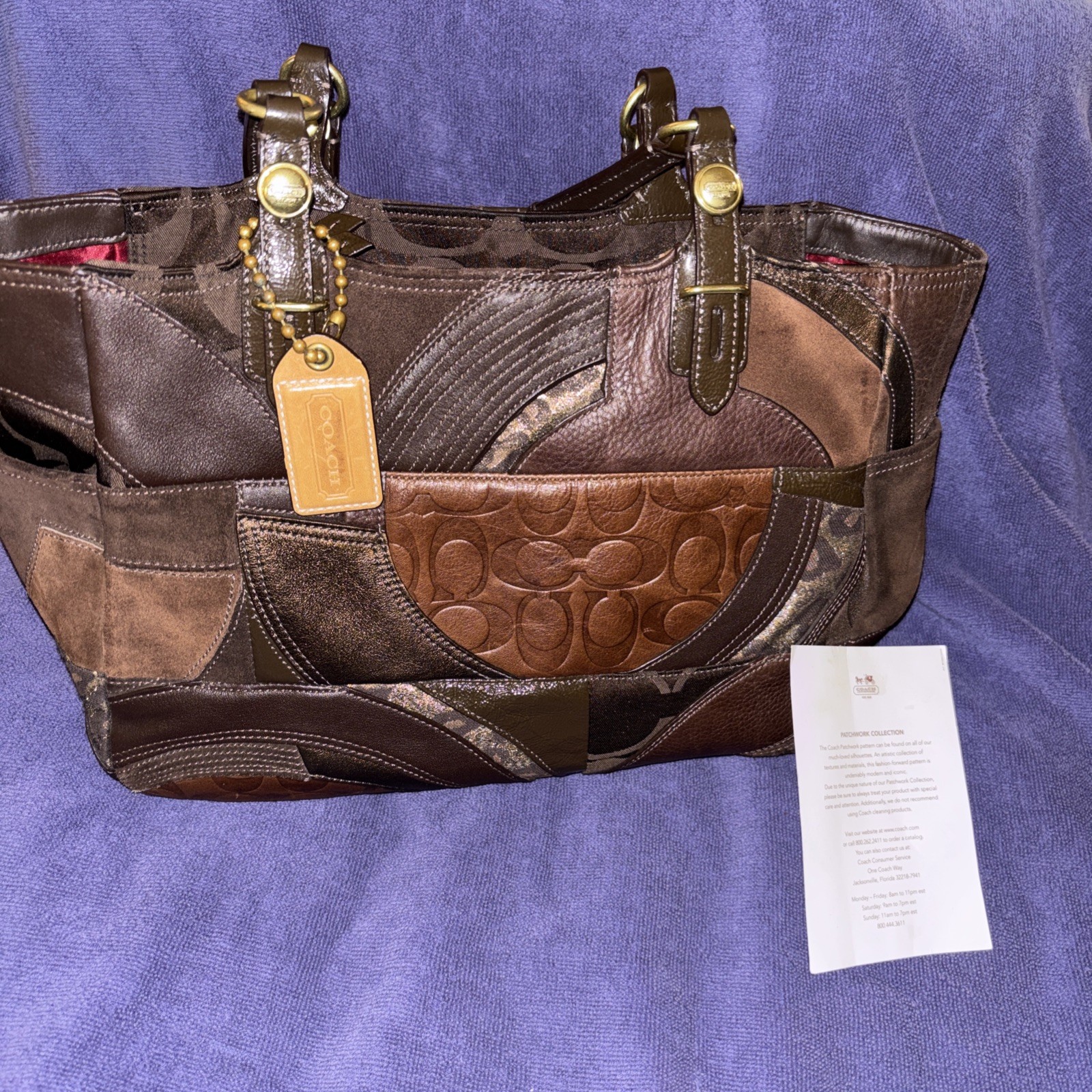 Coach Women's Leather Ocelot Patchwork Chocolate … - image 1