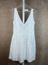 Sezane White Guipure Lace Dress Sleeveless V Neck Fit & Flare Women's Size 38