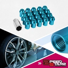 CONICAL SEAT M12X1.25 25MM OD ALUMINUM SKY BLUE 35MM CLOSE-END LUG NUTS+ADAPTER