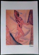 Picasso Litografia Su Carta 42x29.7 Cm Firma In Lastra 199 Ex.