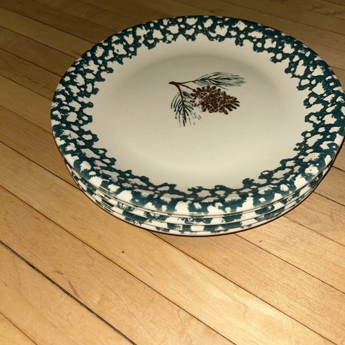 Menge 5 Folk Craft Tannenzapfen Grün Creme Schwamm 10,25" Essteller Tienshan - Bild 15 von 15