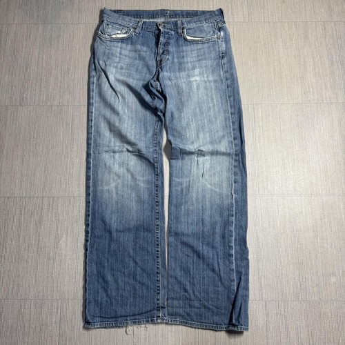 7 For All Mankind, 7 For All Mankind Chino Mens 32x32 Blue Relaxed Straight Denim Stretch VINTAGE
