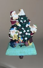Santa Christmas Cast Iron Resin Stocking Holder Christmas Tree Decor Holiday