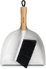 MR.SIGA Dustpan and Brush Set Bamboo Handle White