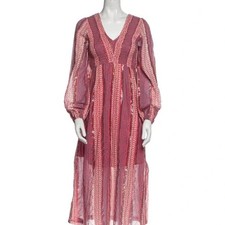 WARM Pink Striped Long Sleeve Midi Dress US 0 