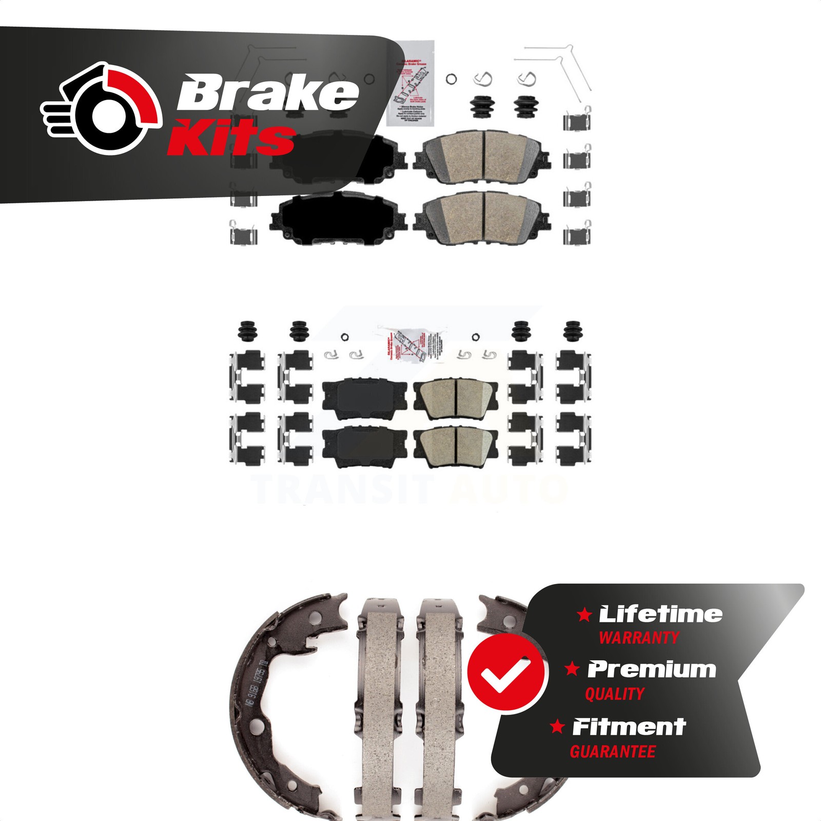 Front Rear Ceramic Disc Brake Pads Kit For 2018-2023 Toyota Camry LE Hybrid L