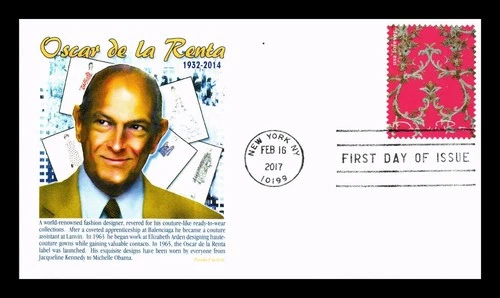US COVER OSCAR DE LA RENTA FASHION DESIGNER FIRST DAY ISSUE PANDA CACHET
