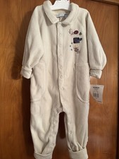 2nd Star Baby Fleece Coverall 18M NWT Cream Woodland Animals Snap Front Romper