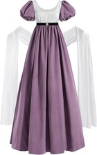 CR ROLECOS Regency Dresses for Women 1800s Empire Waist XX-Large, Purple