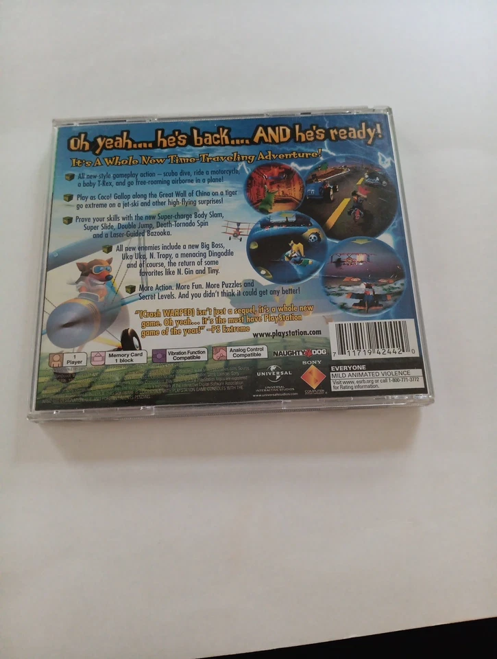 Crash Bandicoot 3¹ Warped Greatest Hits PS1 1998 completo con estuche y manual Foto 3 de 4