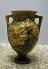 Vtg 1942 Roseville Pottery Peony Yellow Floral Vase 169-8 Signed U.S.A. ~READ