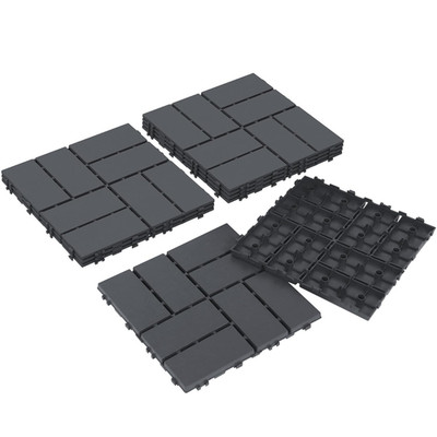 Decking Tiles 9Pcs, 12'' X 12'' Waterproof Outdoor Patio Flooring All-Weather, 9 S