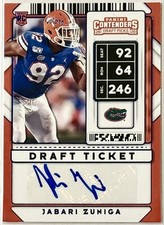 2020 Panini Contenders Draft Picks College Ticket Auto Jabari Zuniga #213 RC