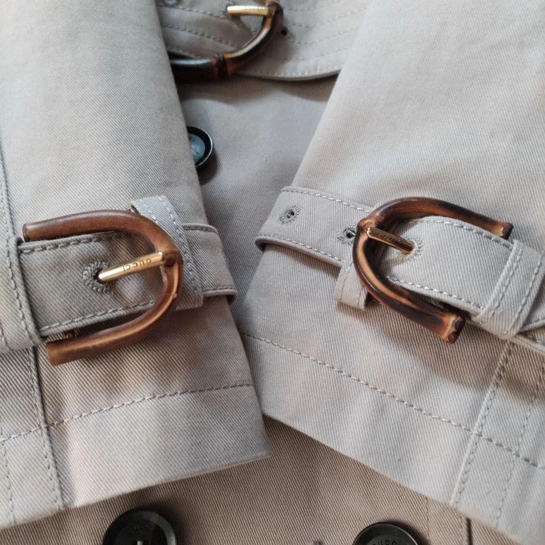 GUCCI Flora Bamboo Trench Lungo Cintura Fodera Cuore Beige Taglia M Ottimo JP