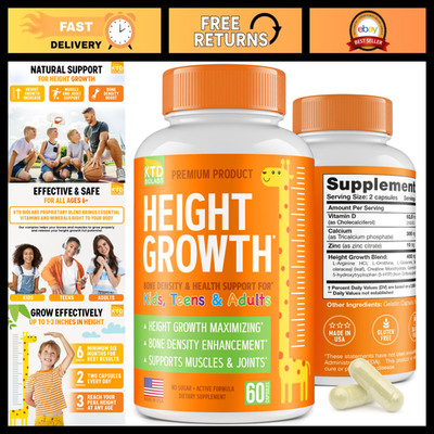 Kids Growth Support Capsules   Daily Calcium, Vitamin D3 & Zinc Formula   Bone &