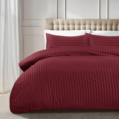 Luxury Duvet Cover Satin Stripe Quilt Covers Bedding Set Single Double King Size - Picture 29 of 76
