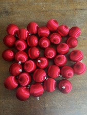 Lot of 33 Red Satin Silk Christmas Ball Ornaments 2.5  Holiday Tree Decor