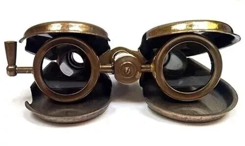 Victorian Vintage 1917 Brass Binoculars Antique Opera Glasses with Leather - Image 4 of 4