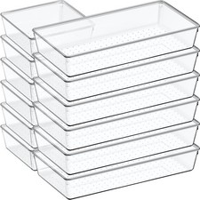 12 Pack Large Clear Plastic Drawer Organizer Set, Acrylic Bathroom Organizer ...