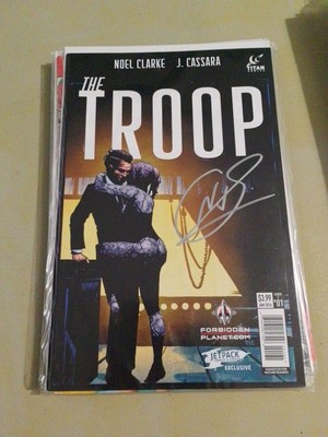 The Troop# 1 Variant Cvr C Jetpack & FP Titan, Jan 2016,Signed By  Noel Clarke