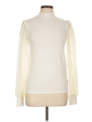 Stradivarius Women Ivory Long Sleeve Top L