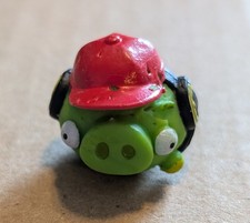 Angry Birds Figure Green Pig With Baseball Cap And Headphones Fun Miniature Toy
