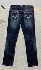Vigoss Jeans Women Sz 3 W28 L31 The Dublin Straight Blue Embroidery Western