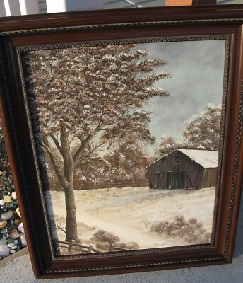 ''First Snow'' Oil on Canvas Signed Painting- Pro-Framed 24.5'', St. Albans, WV