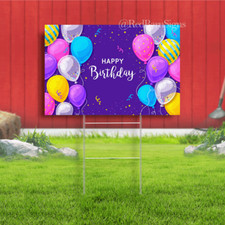 Happy Birthday confetti balloons background yard sign